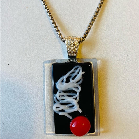 Funky Layered Fused Glass Pendant - Picture 3 of 8